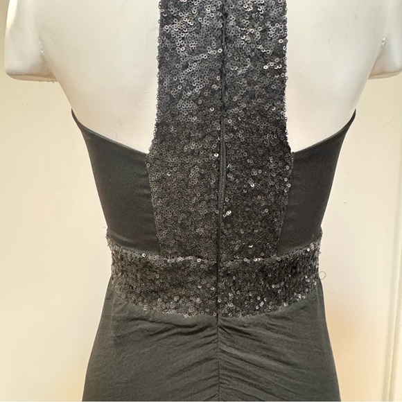 Dress The Population Delani Long Formal Maxi Dress Large Black Sequin Flowy - Picture 6 of 13